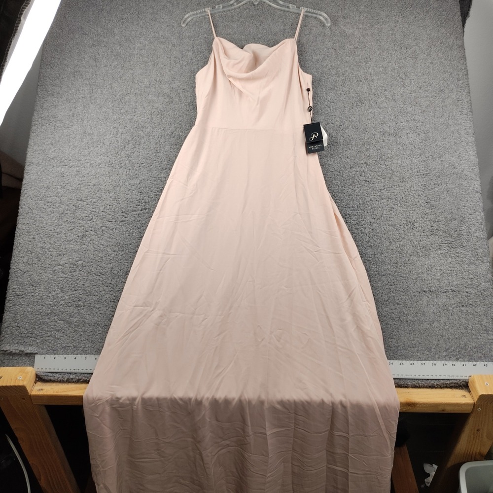 Adrianna Papell Maxi Dress Womens 2 Matte Crepe Cowl Blush Pink Strappy NWT